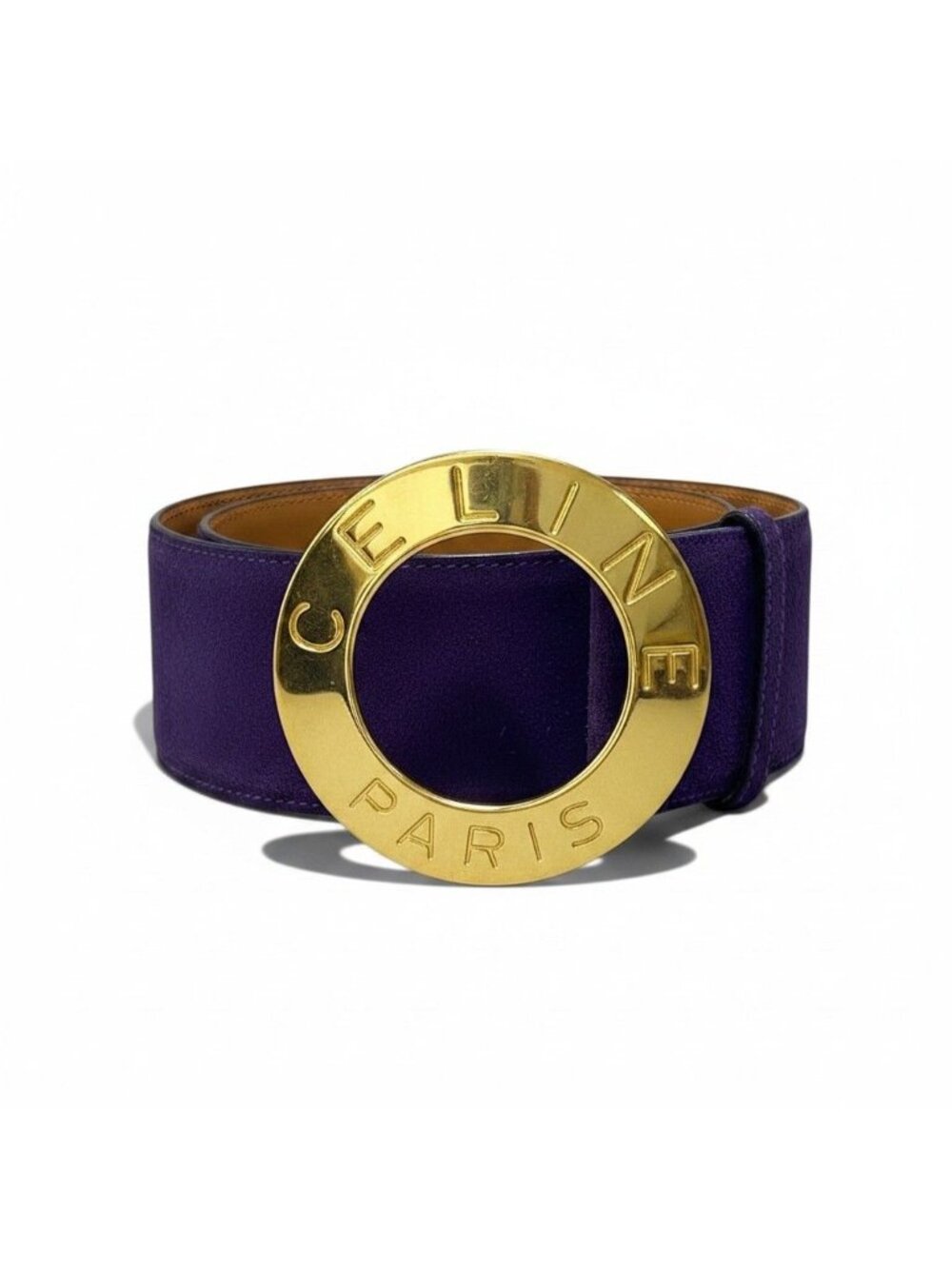 Celine Circle Logo Suede Leather Belt Vintage